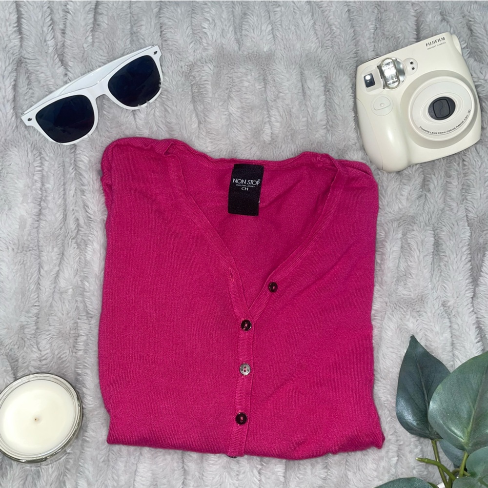 Hot Pink Barbie Buttoned Sweater
